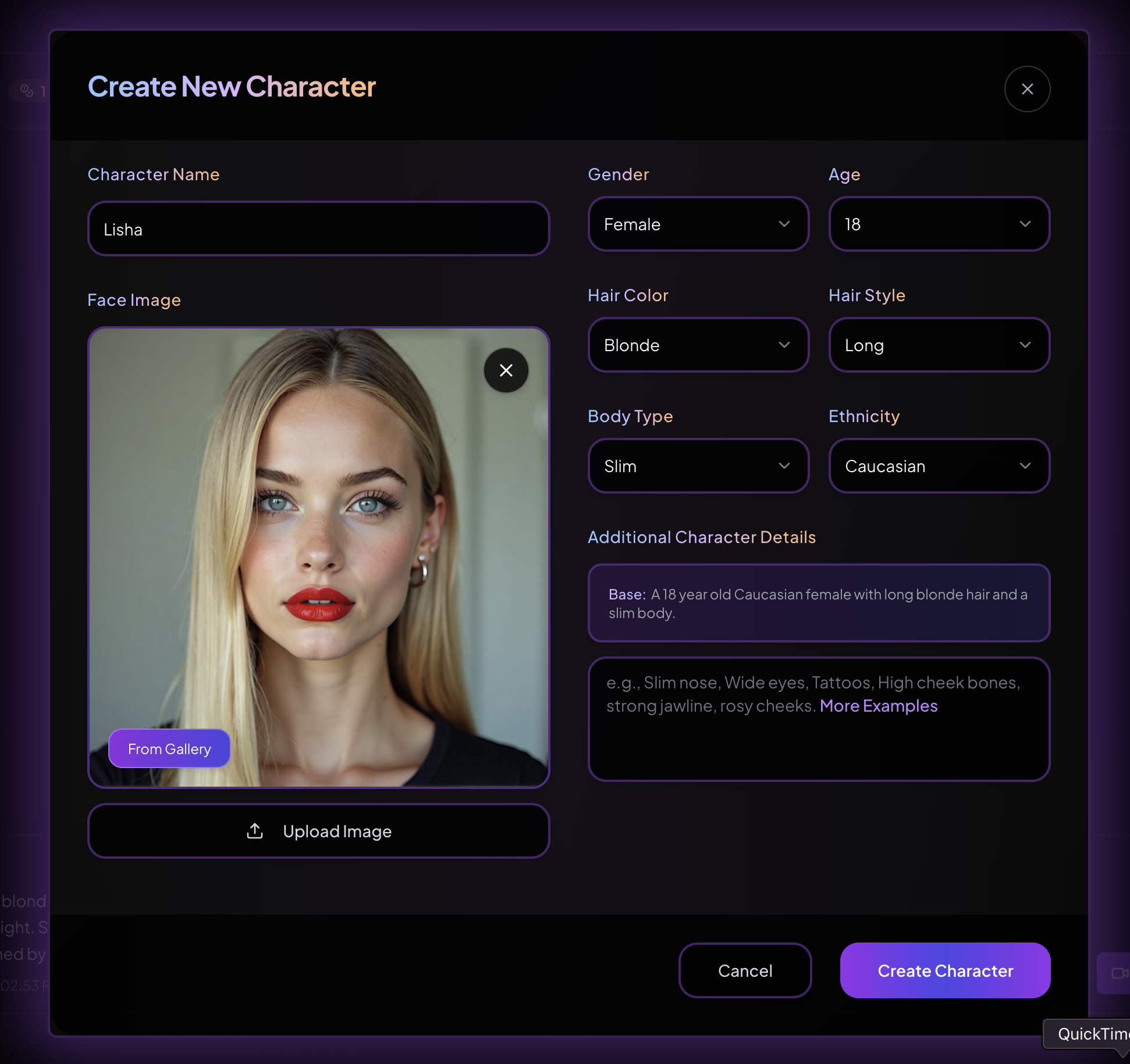 Character creation settings